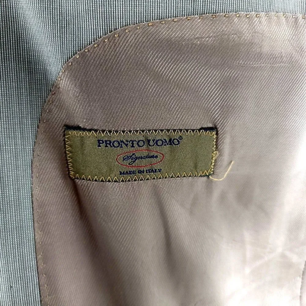 Pronto Uomo Signature Zigone Super 100s Wool 2 Button Blazer Tan‎ Striped 44L